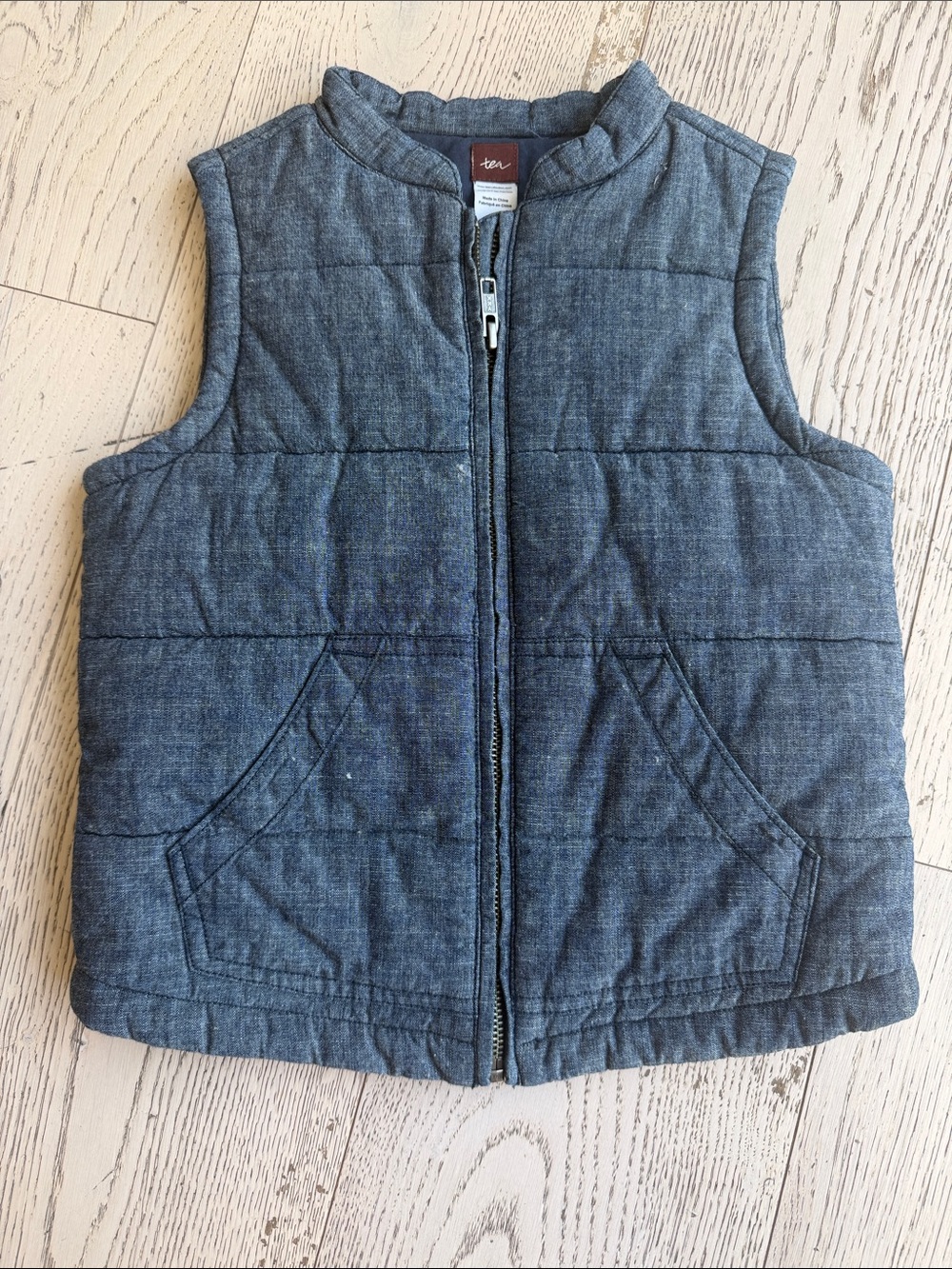 Tea Collection Kids 4-5 Quilted Chambray Blue Vest